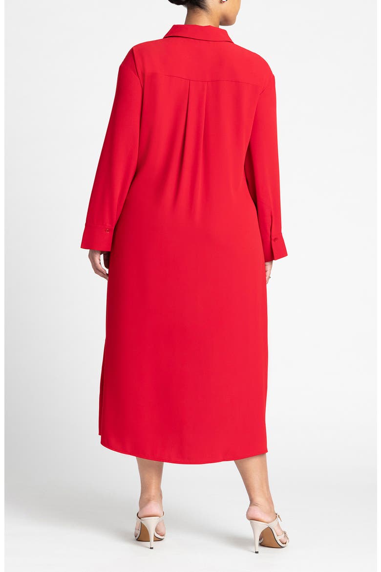 Tie Front Oversized Shirt Dress, Alternate, color, BARBADOS CHERRY