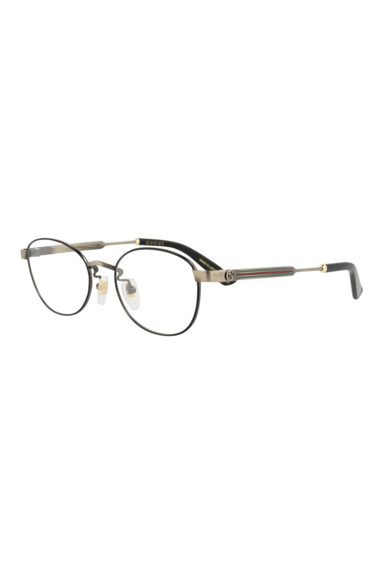 52mm Oval Optical Glasses, Alternate, color, GOLD GOLD TRANSPARENT