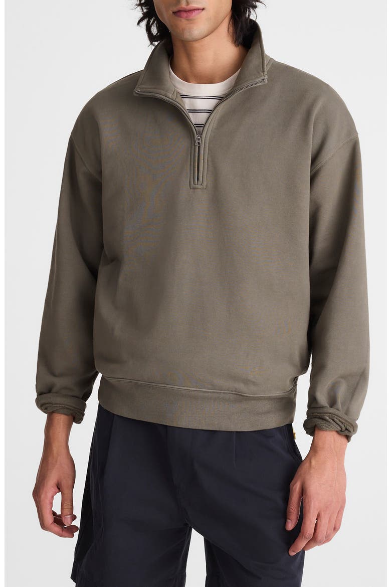 Quarter Zip Loopback Terry Sweatshirt, Main, color, OLIVE SLATE