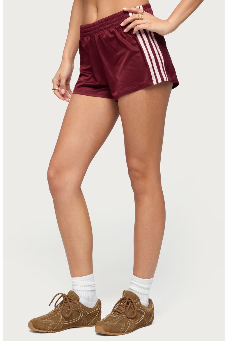 Nikki Side Stripe Shorts, Alternate, color, WINE