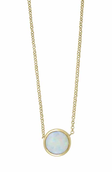 14k Gold Opal Pendant Necklace