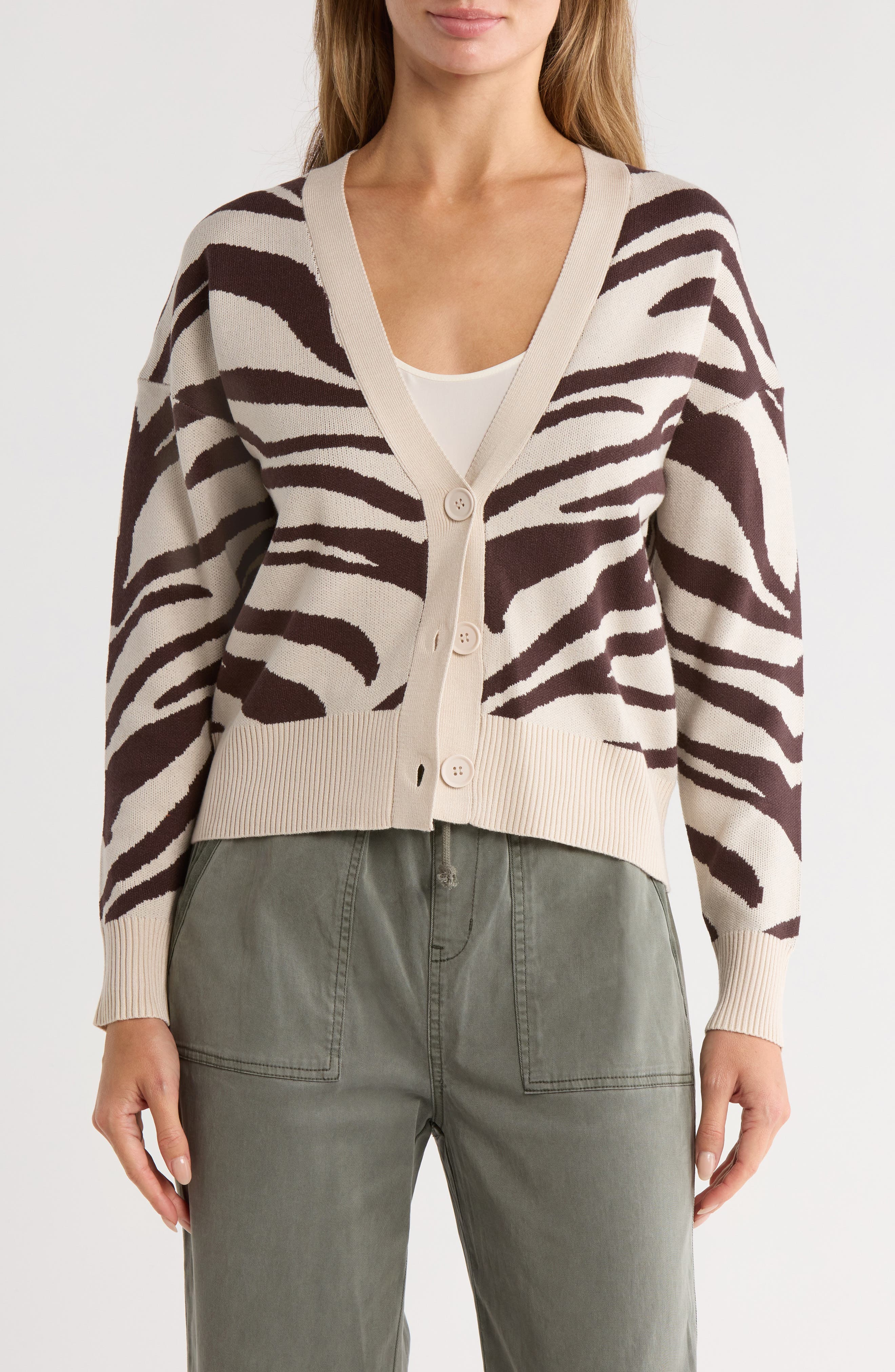 Tahari V-Neck Crop Cardigan