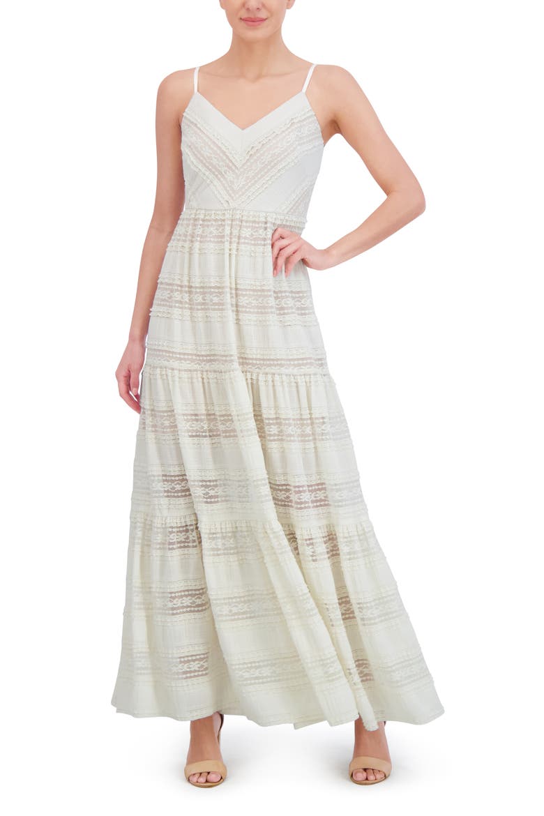 Lace Inset Detail Maxi Sundress, Alternate, color, IVORY