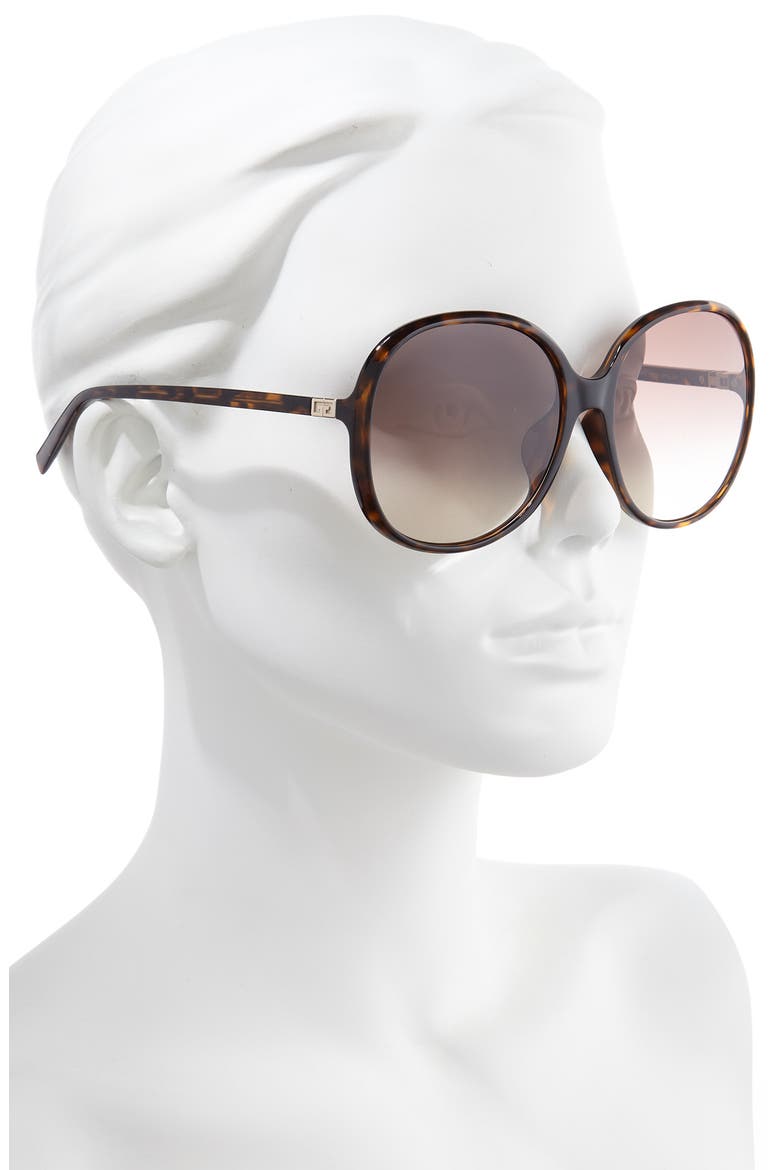 63mm Oversize Gradient Round Sunglasses, Alternate, color, DARK HAVANA/ BROWN