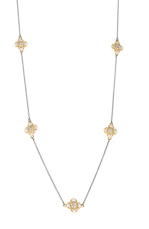 Gold-Tone Filagree Clover Necklace