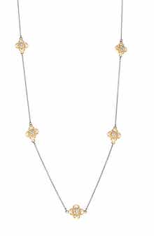 Gold-Tone Filagree Clover Necklace