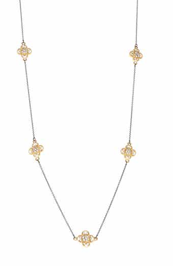 Gold-Tone Filagree Clover Necklace