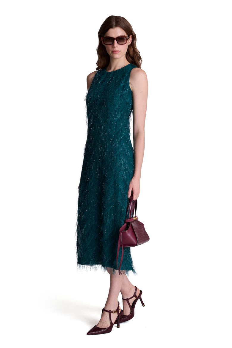 Fringe Racerback Midi Sheath Dress, Alternate, color, TEAL DUSK