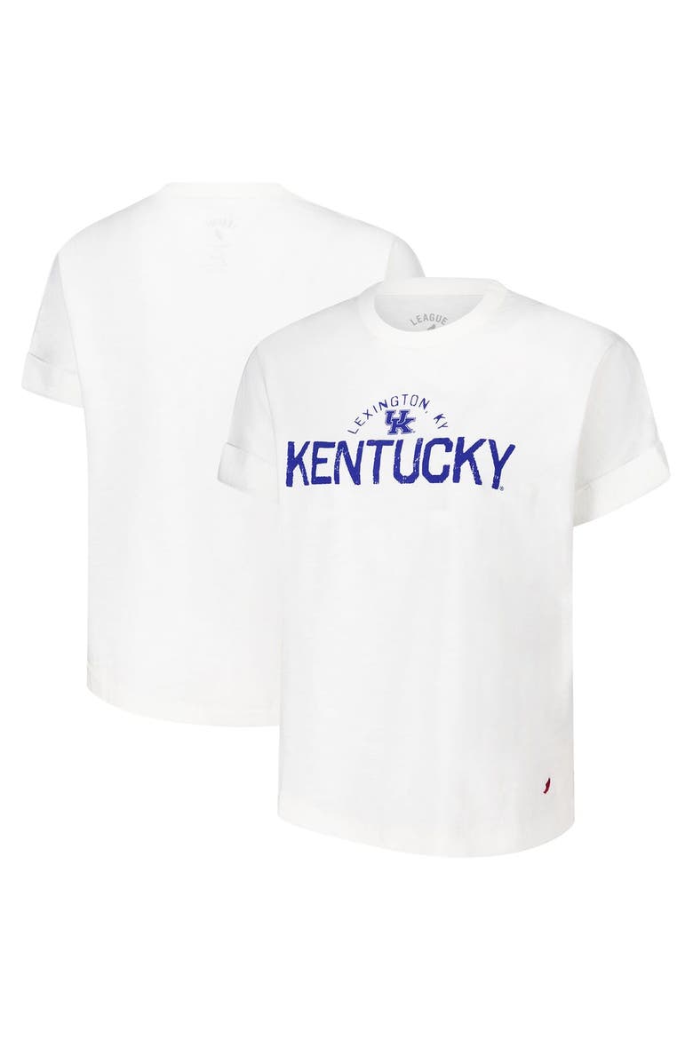 Women's League Collegiate Wear White Kentucky Wildcats Slub Rolled Cuff T-Shirt, Main, color, White