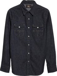 Double RL Buffalo West Slim Fit Denim Western Snap-Up Shirt