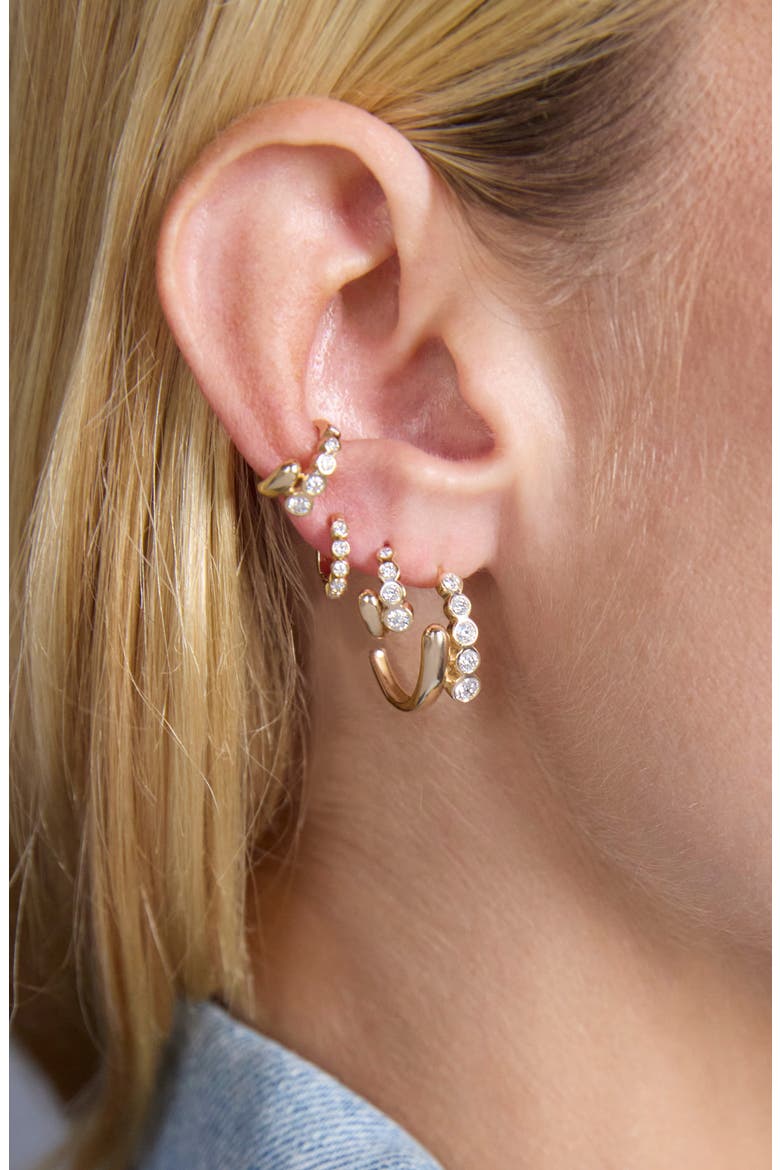 Bezel Diamonds 14k Gold Diamond Bypass Hoop Earrings, Alternate, color, 14K YELLOW GOLD