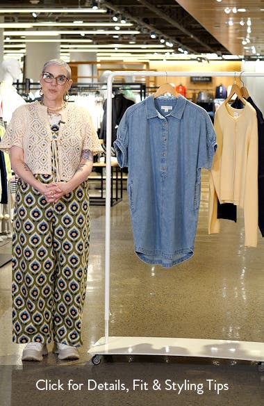 Treasure & Bond Chambray Polo High-Low Shift Dress (Women) | Nordstrom