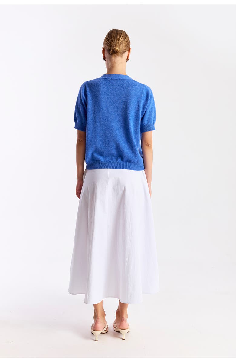 Brodie Pure Cashmere Short Sleeve 100% Cashmere Cardigan, Alternate, color, Carolina