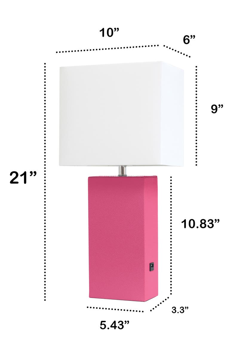 LALIA HOME Lexington Faux Leather USB Table Lamp, Alternate, color, 