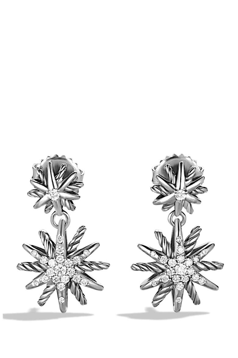 Starburst Double Drop Earrings with Diamonds, Main, color, DIAMOND