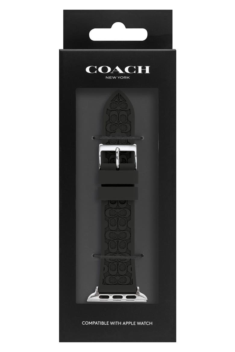 Signature C Rubber Apple Watch® Watchband, Main, color, BLACK