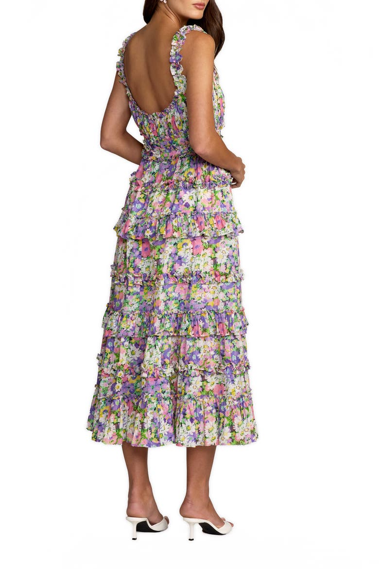 Vibrant Floral Ruffle A-Line Cotton Midi Dress, Alternate, color, Multi