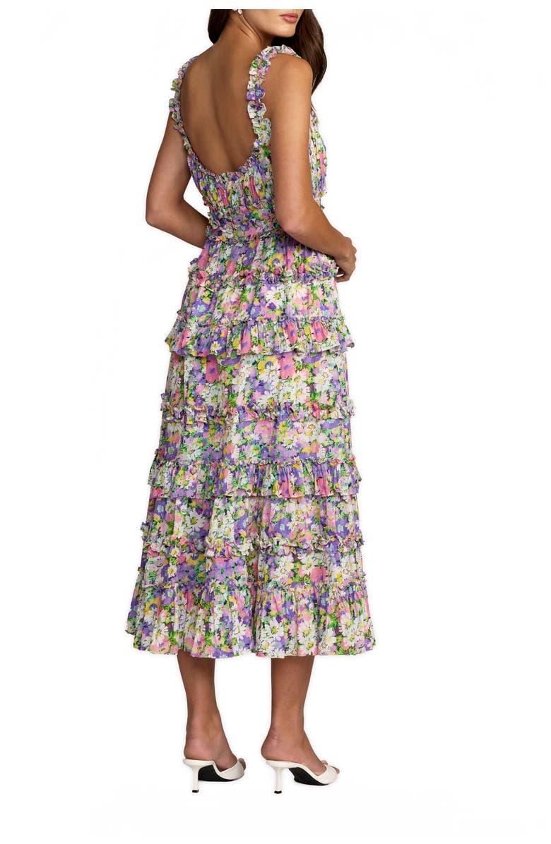 Mac Duggal Vibrant Floral Ruffle A-Line Cotton Midi Dress, Alternate, color, Multi