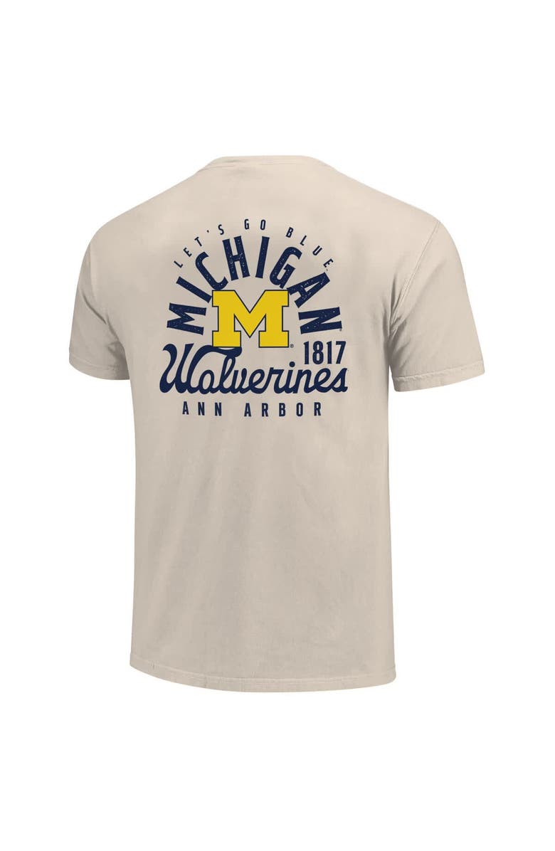 IMAGE ONE Men's Cream Michigan Wolverines Big & Tall Mascot Overlay Essential Pocket T-Shirt, Alternate, color, 