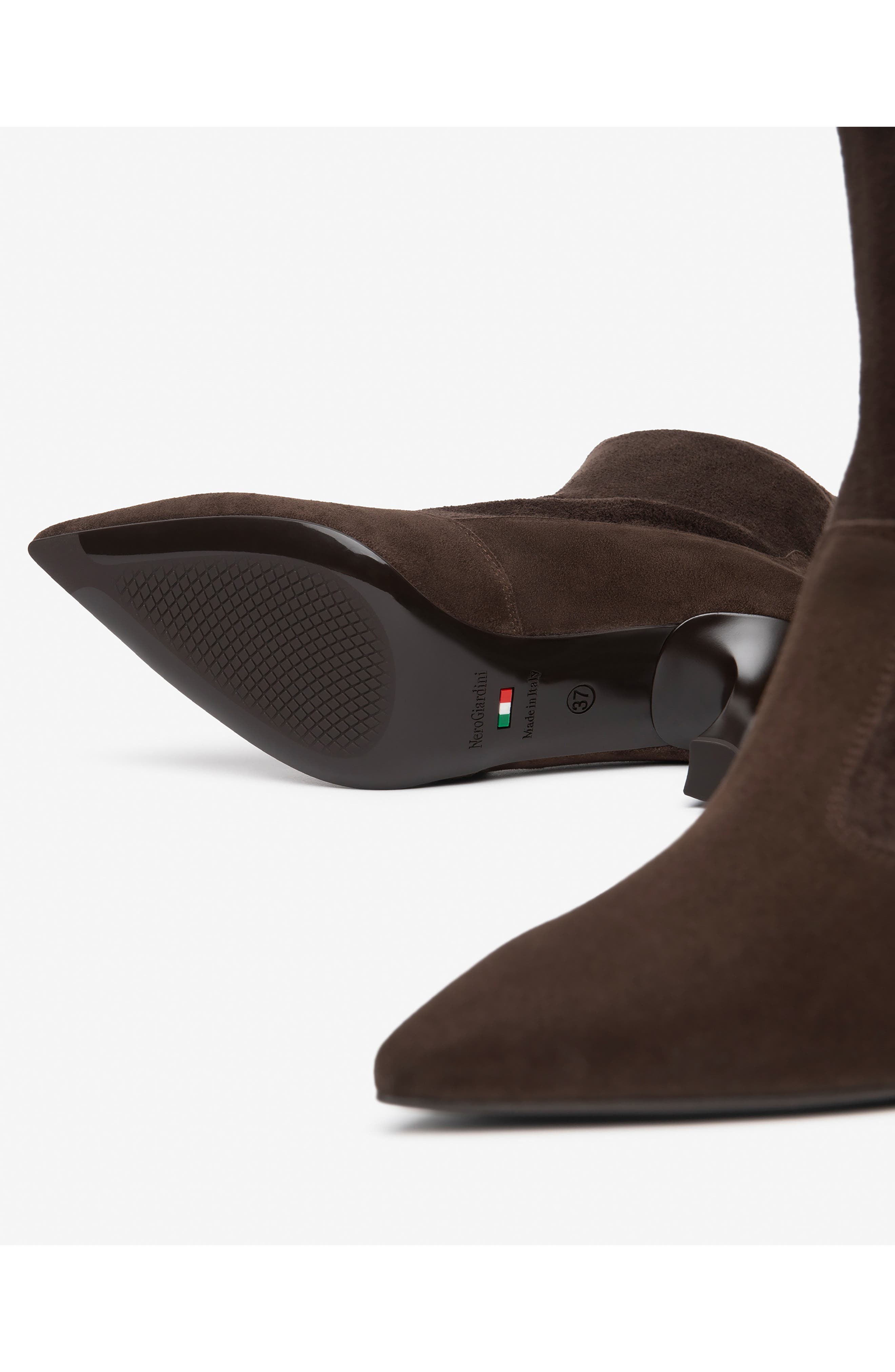 Pointed Toe Stretch Bootie, Alternate, color, CHOCOLATE