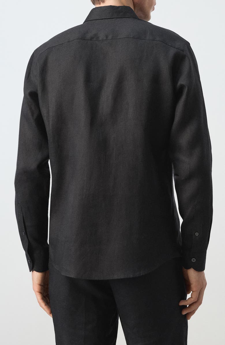 MANGO x Casper Ruud Regular Fit Linen Button-Up Shirt, Alternate, color, Black