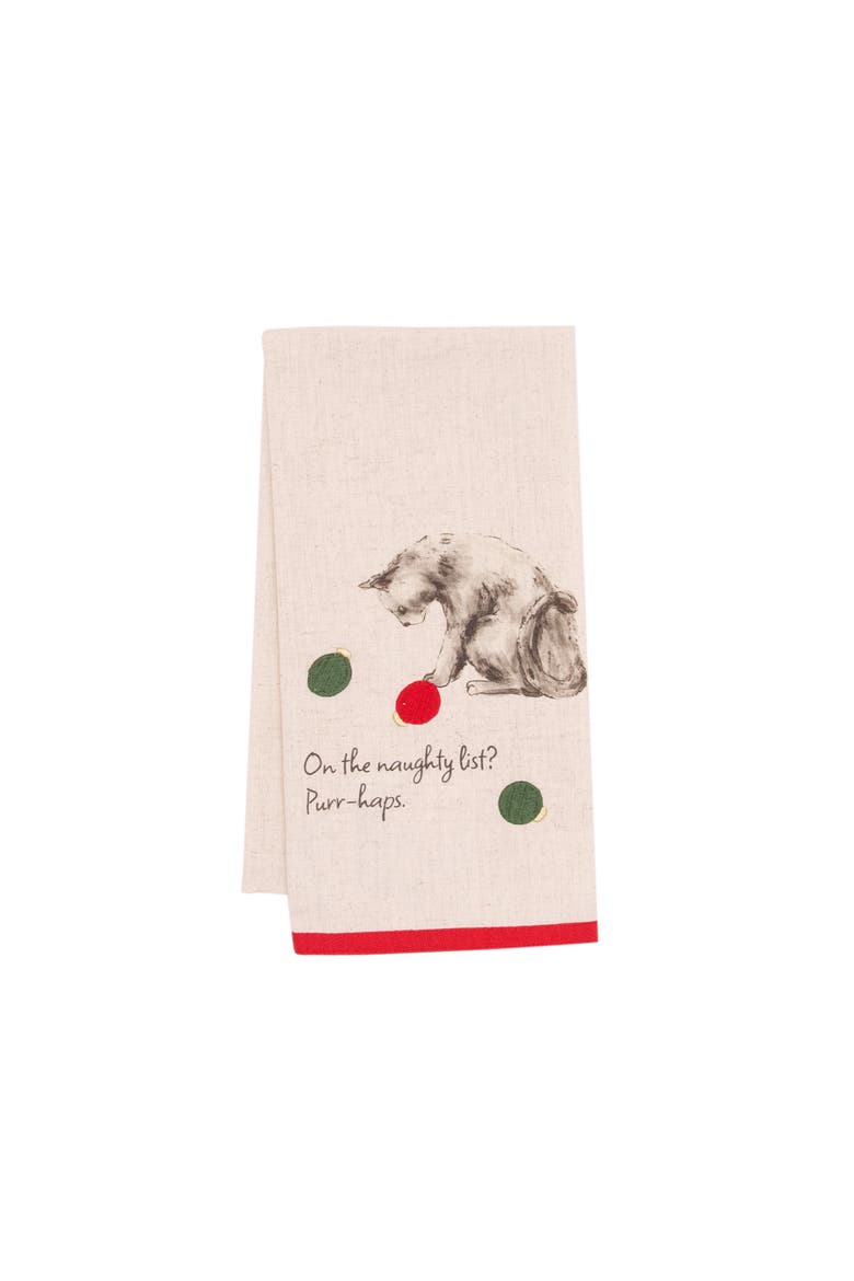 Ornament Toys Naughty Cat Pet Christmas Towel, Main, color, Black