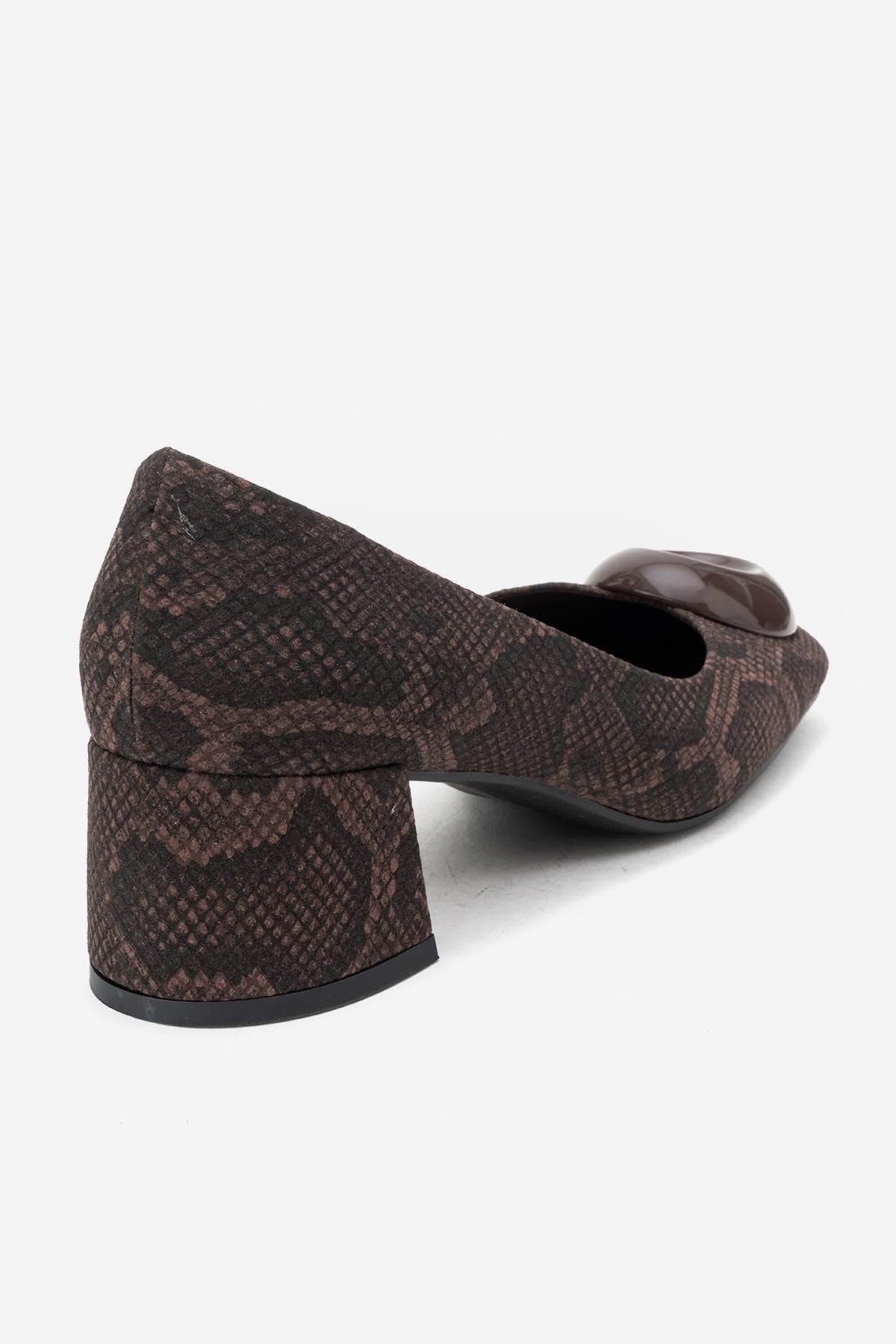 Mila Buckle Square Toe Block Heel Pump, Alternate, color, Brown Print