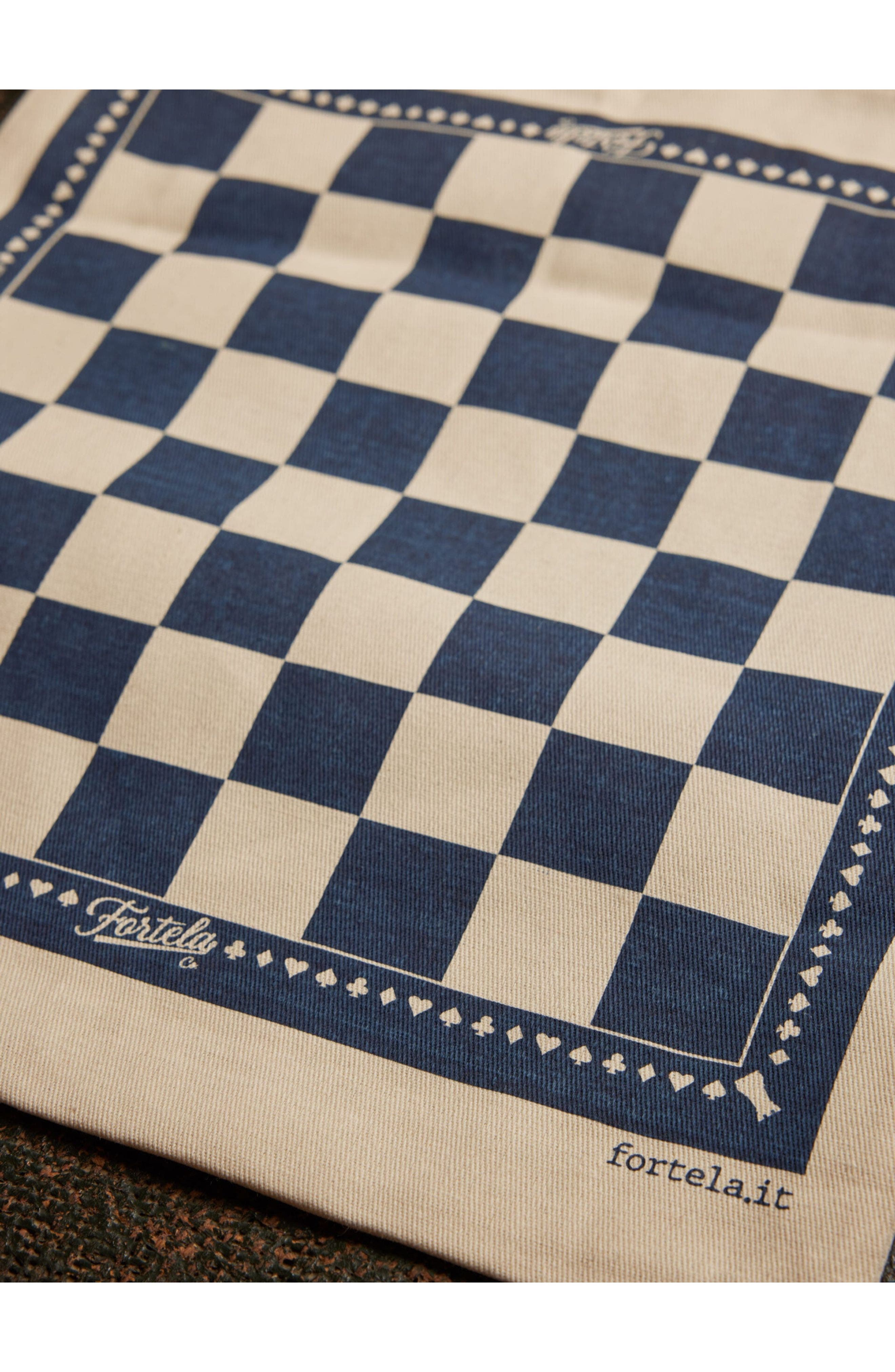 Fortela Damier Print Canvas Tote Bag, Alternate, color, Blue White