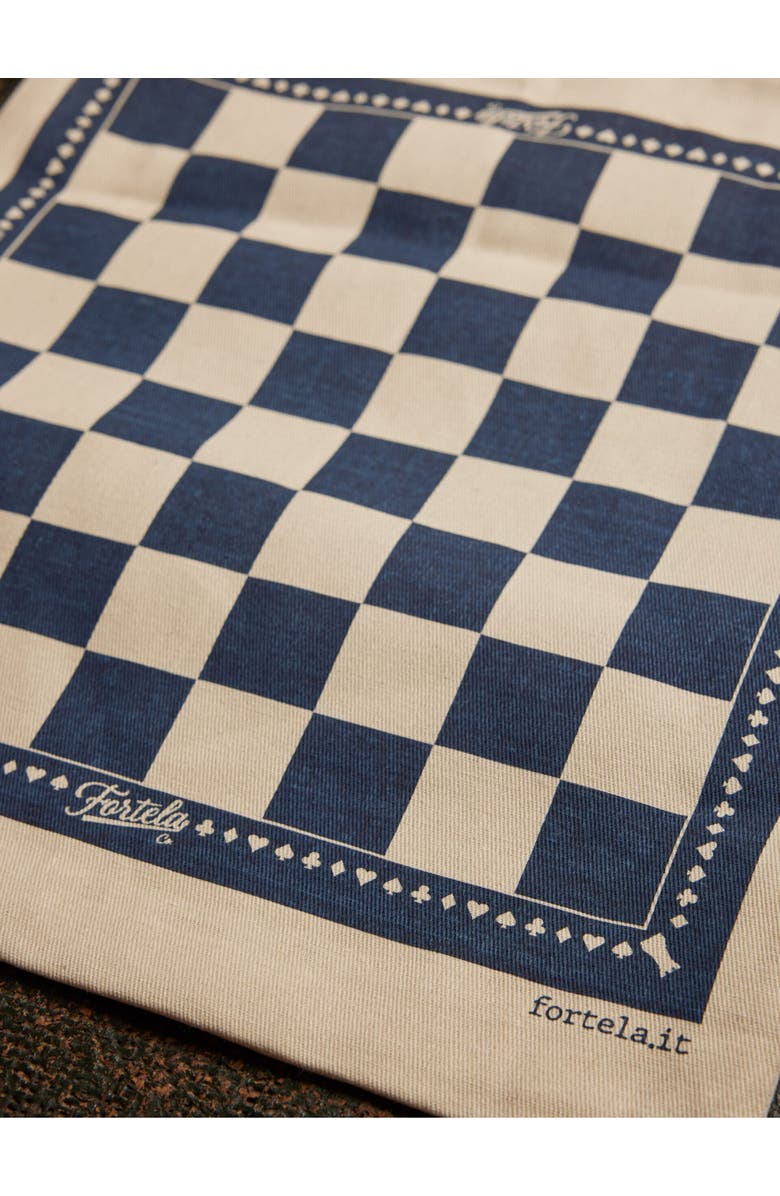 Fortela Damier Print Canvas Tote Bag, Alternate, color, Blue White