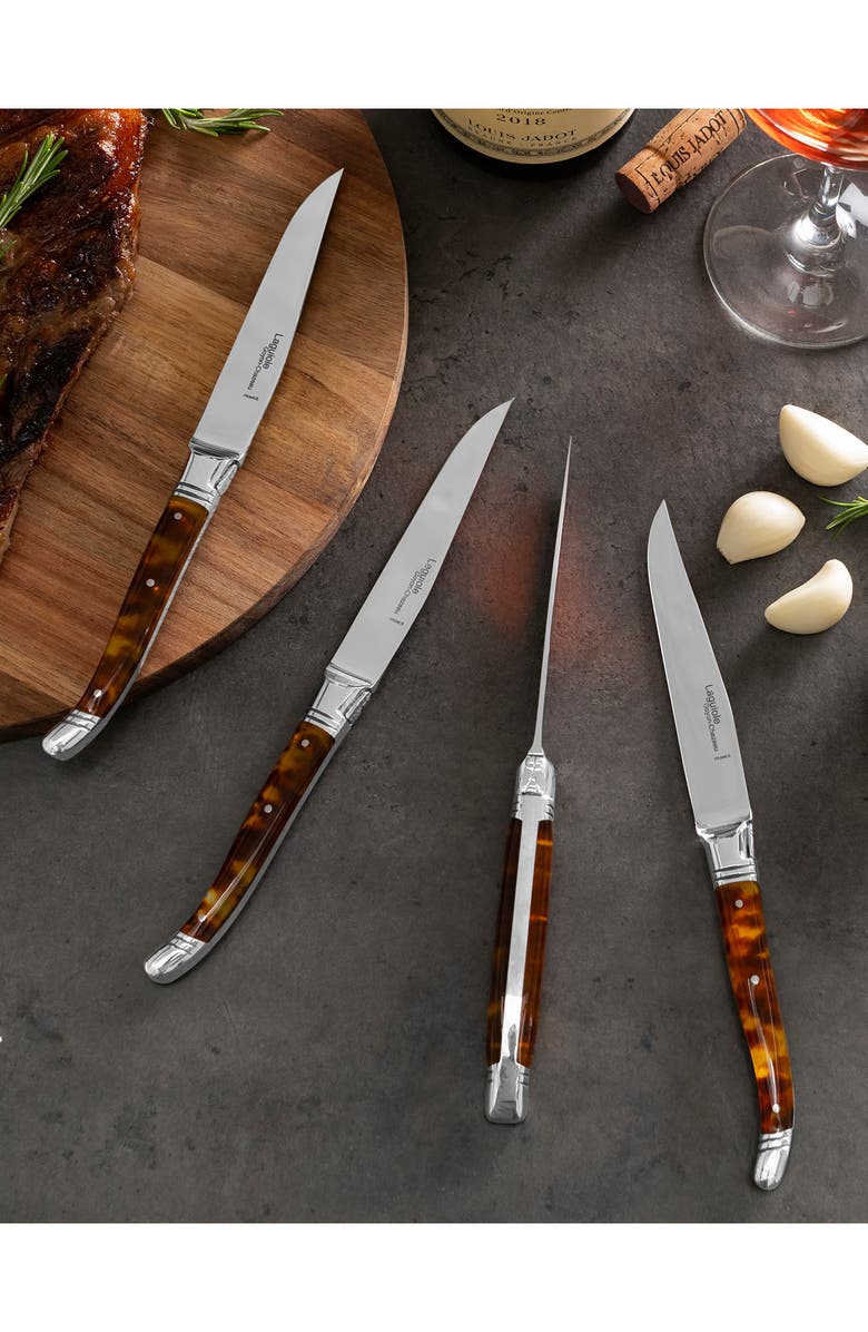 Goyon-Chazeau Set of 4 Laguiole Steak Knives, Alternate, color, Tortoise Shell