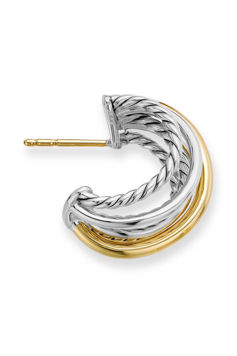 Crossover Huggie Hoop Earrings, Alternate, color, SILVER/ GOLD