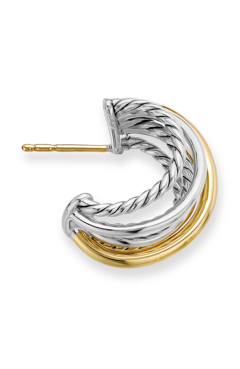 David Yurman Crossover Huggie Hoop Earrings, Alternate, color, Silver/ Gold