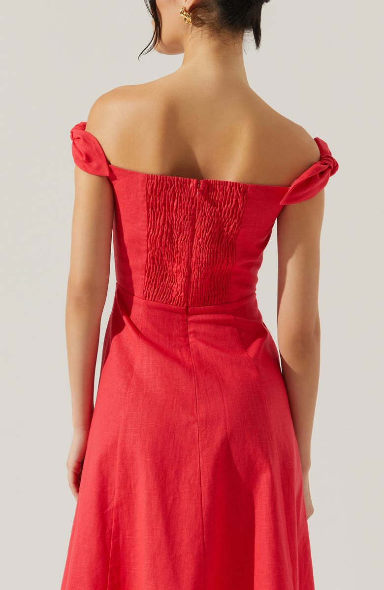 ASTR the Label Charelin Off the Shoulder Linen Blend Midi Sundress, Alternate, color, Red