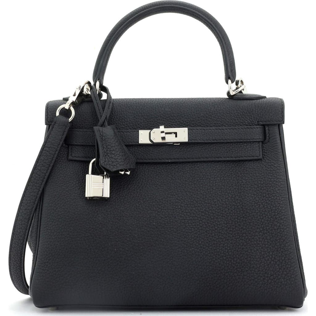Pre-owned Hermes Hermes Kelly Handbag Black Togo With Palladium Hardware 25 In Black