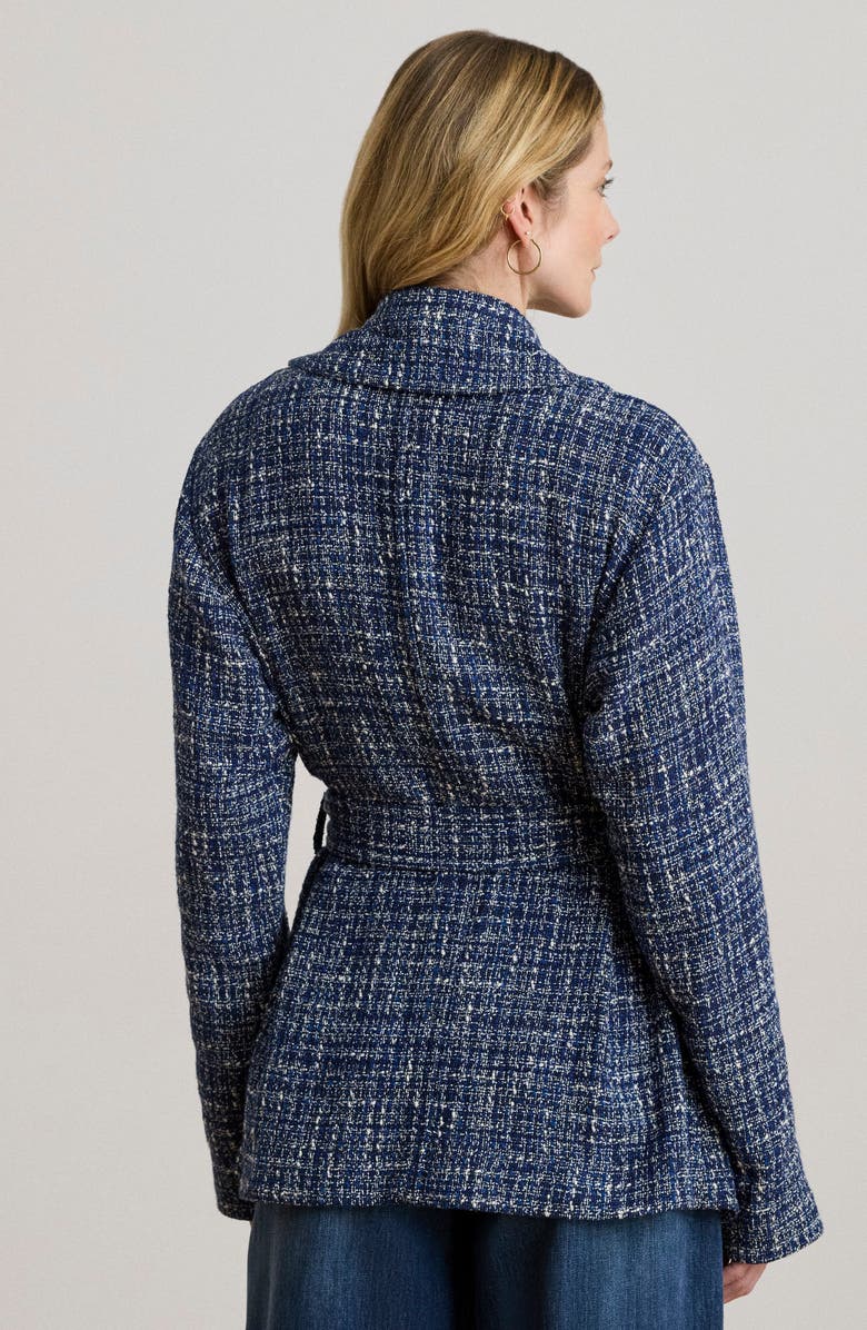 Lauren Ralph Lauren Classic Bouclé Wrap Coat, Alternate, color, Navy Blue/ Multi