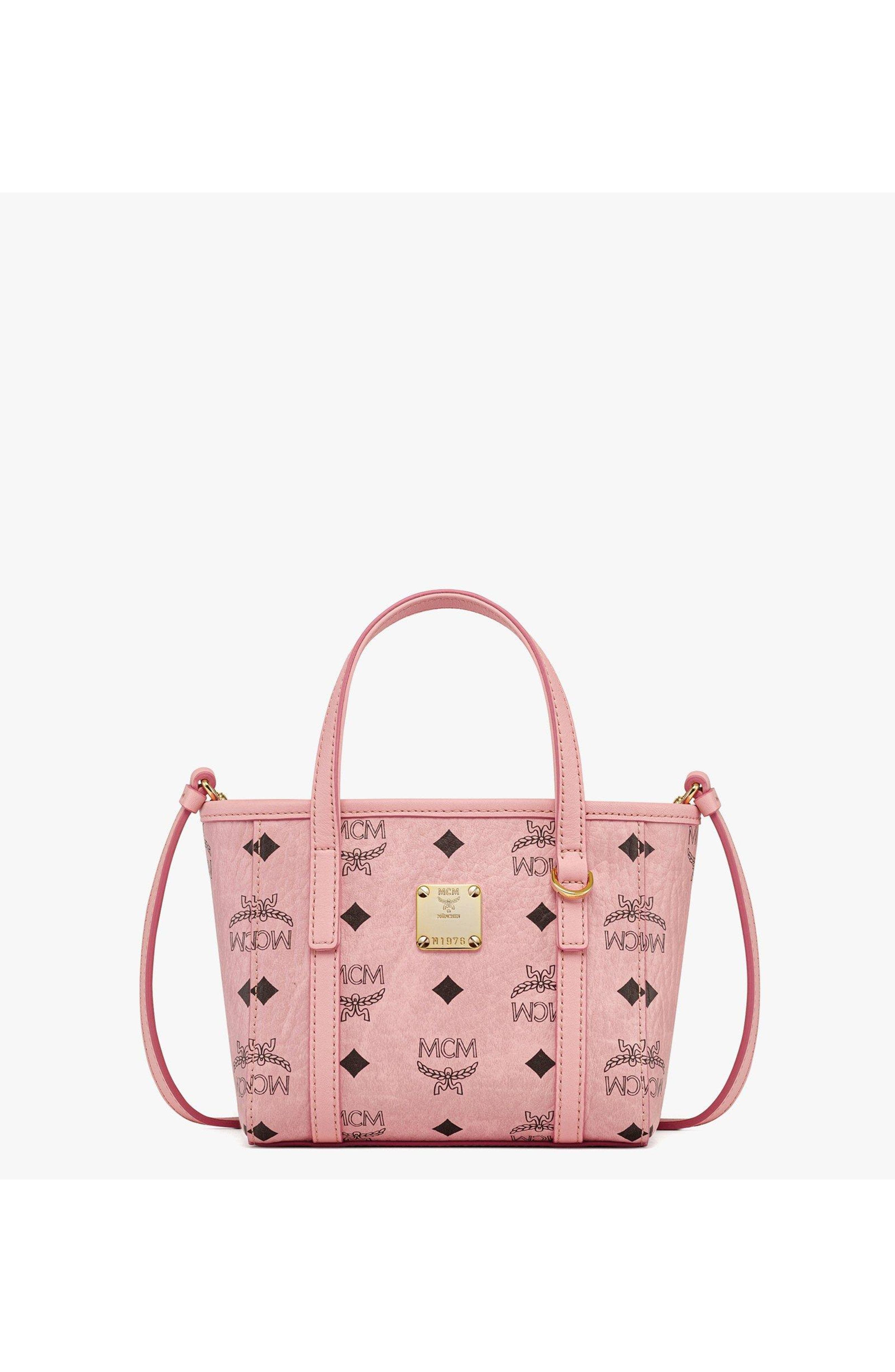 MCM X-Mini Toni Top-Zip Shopper in Visetos, Main, color, Pink