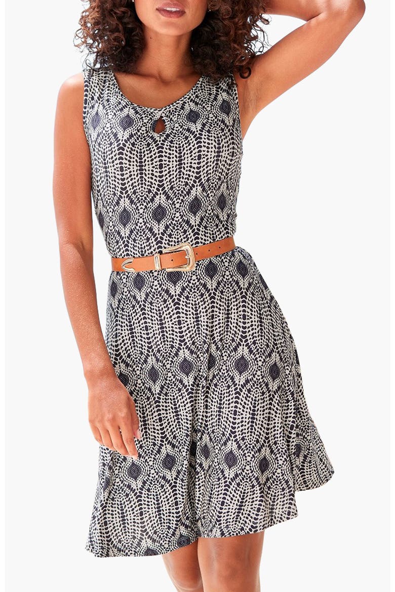Sleeveless Keyhole Dress, Main, color, Navy Sand