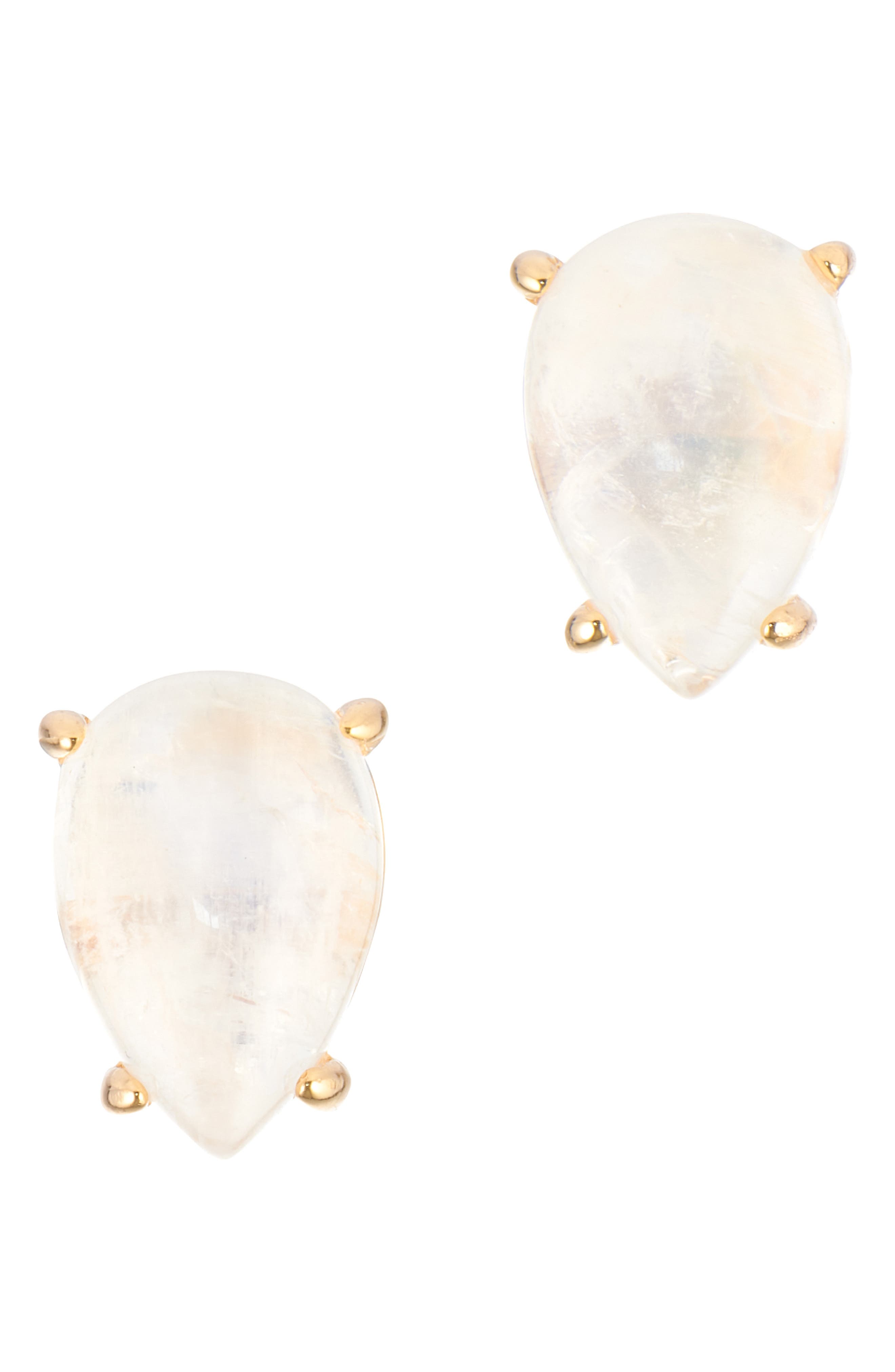 ADORNIA FINE Moonstone Pear Stud Earrings