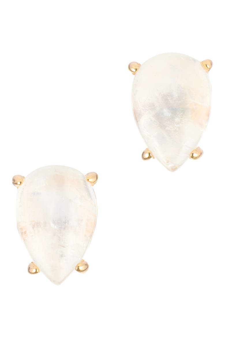 Moonstone Pear Stud Earrings, Main, color, WHITE