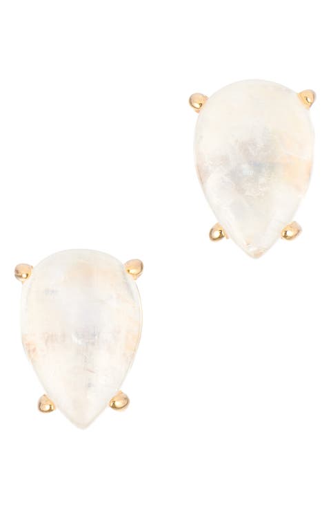 Moonstone Pear Stud Earrings