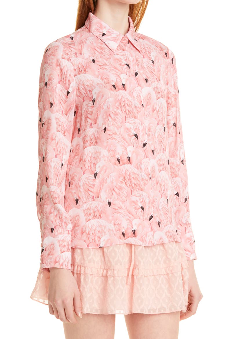 Willa Flamingo Print Blouse, Alternate, color, SIXTIES FLAMINGO
