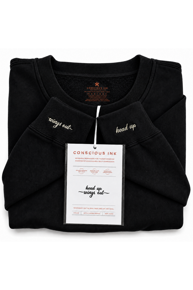 Head Up Wings Out Sweatshirt + Manifestation Kit, Main, color, Faded Black