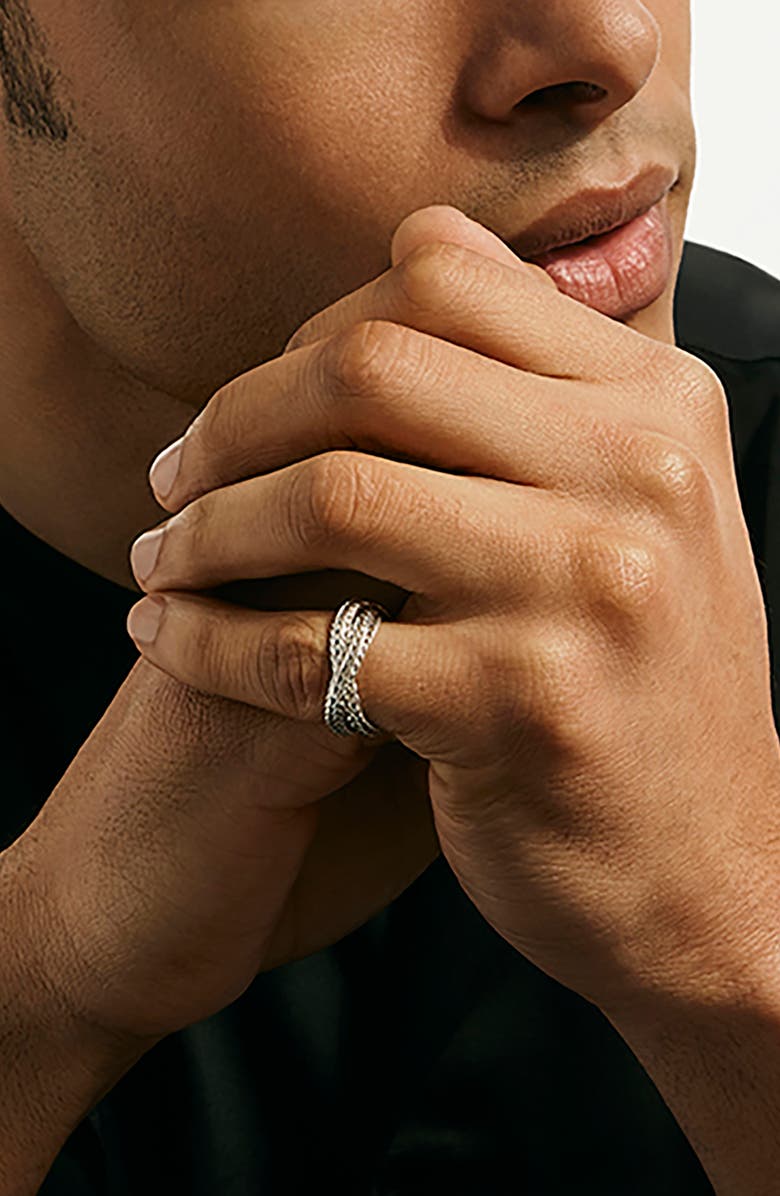 John Hardy Kami Chain Crossover Ring, Gold, 4.5mm, Alternate, color, Silver