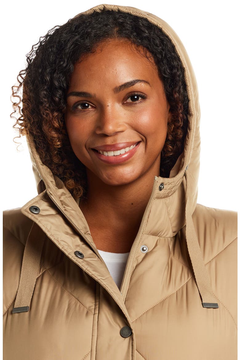 Water Resistant Quilted Hooded Vest, Alternate, color, KHAKI