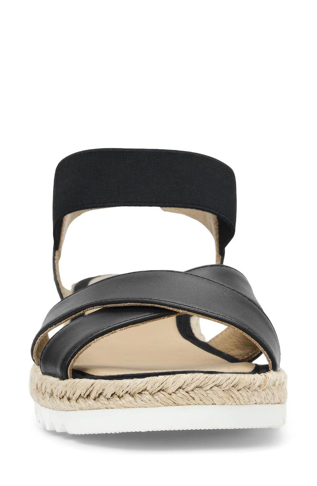 Aquatalia Almeria Weatherproof Slingback Espadrille Platform Wedge Sandal, Alternate, color, Black Leather