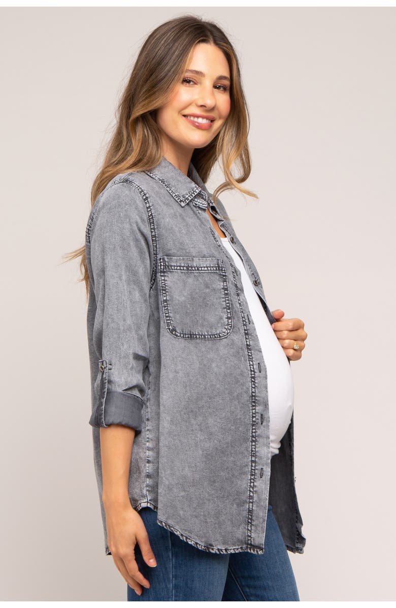 PinkBlush Rolled Cuff Shirt, Alternate, color, Charcoal Grey