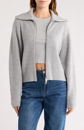Abound Zip Sweater Cardigan In Gray