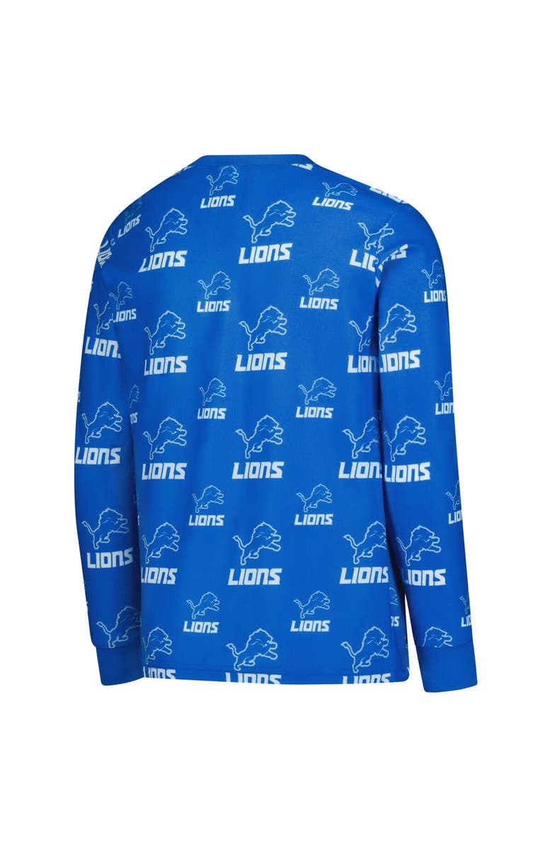Outerstuff Youth Outerstuff Blue Detroit Lions All-Over-Print Long Sleeve T-Shirt and Pants Sleep Set, Alternate, color, Blue