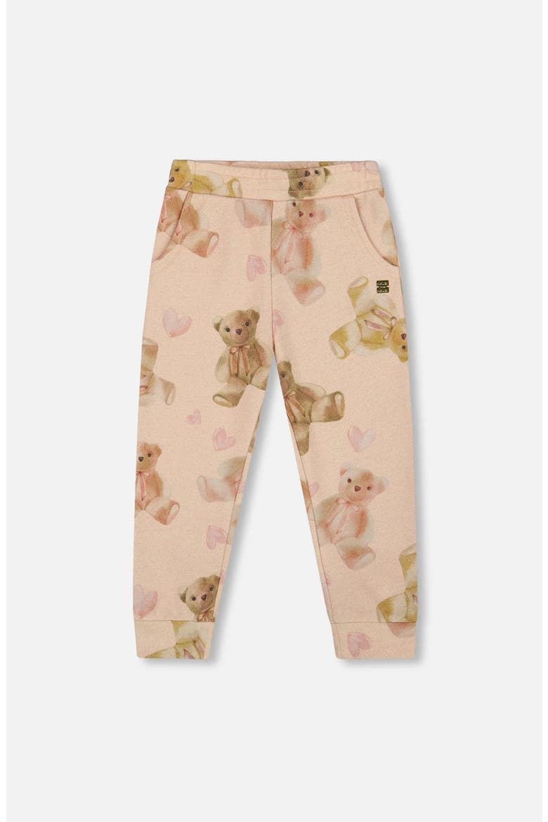 Glittering French Terry Sweatpants Teddy Bear, Main, color, Beige
