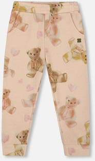 Deux par Deux Glittering French Terry Sweatpants Teddy Bear